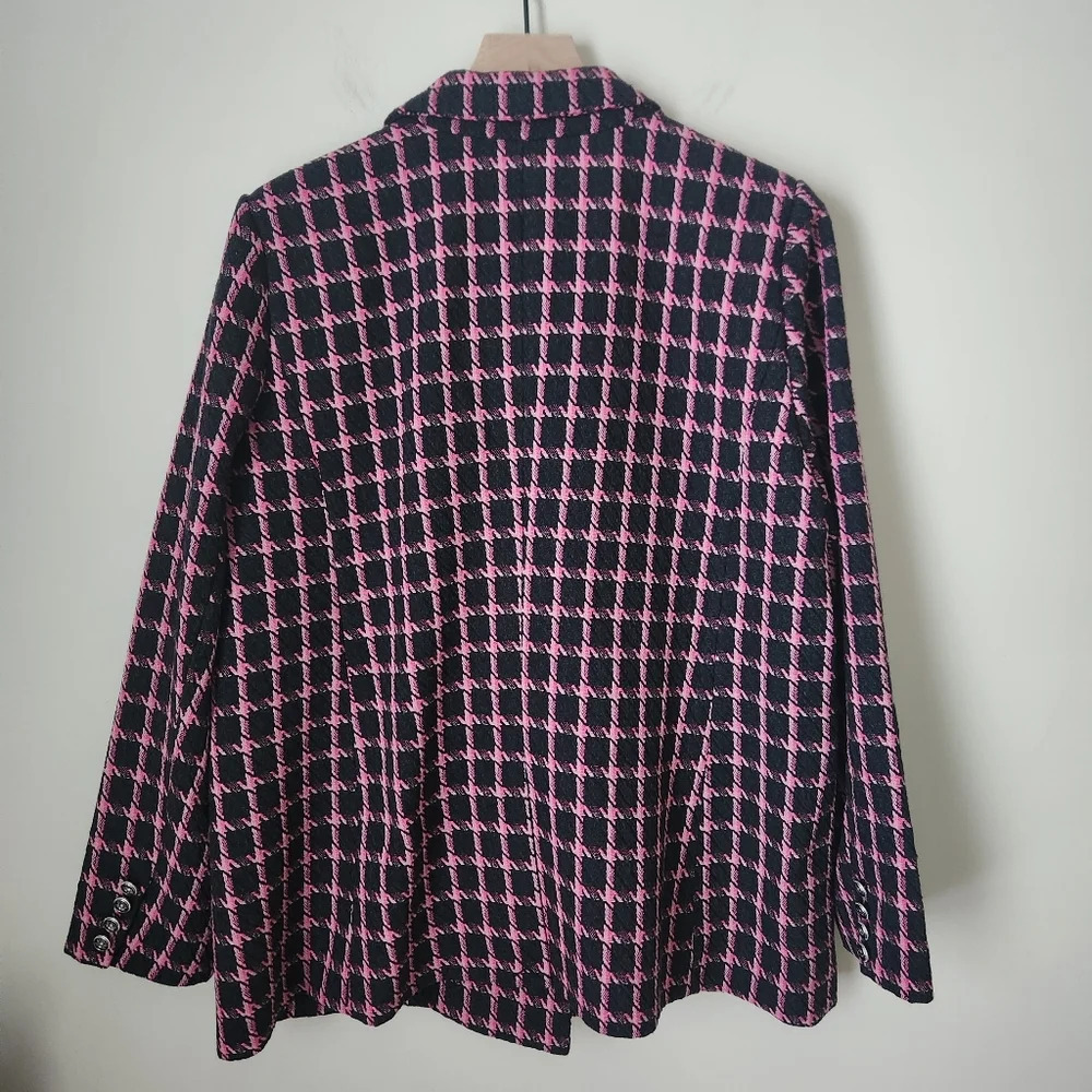 NWT Rachel Zoe | Double Breasted Wool Blend Check Patterned Blazer - Size XL - Picture 7 of 12